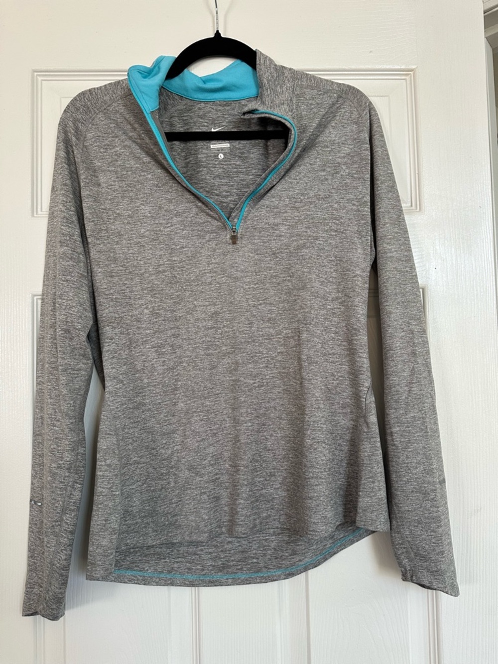 Nike Grey Heather Quarter-Zip Pullover with Blue Trim